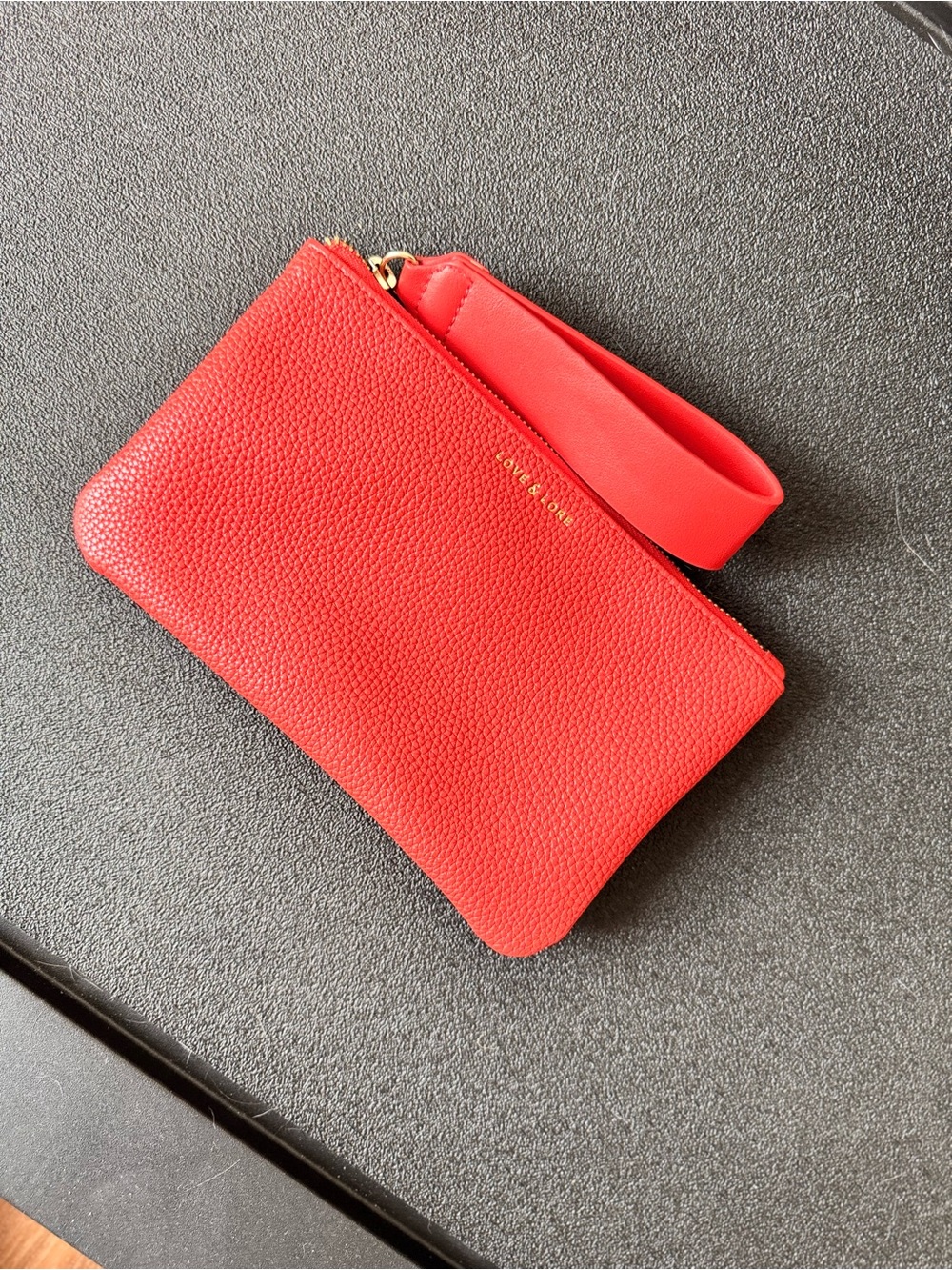 Red Pebbled Wristlet Clutch by Coach